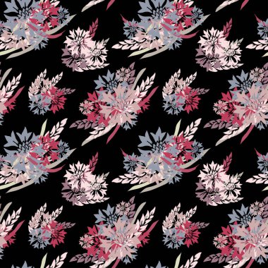 Çiçekli, buğdaylı, tasarım elementli zarif ve pürüzsüz bir desen. Davetiyeler, kartlar, baskı, hediye paketi, imalat, tekstil, kumaş, duvar kağıtları için çiçek deseni