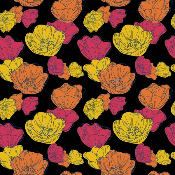 Elegant Seamless Pattern Tulip Flowers Design Elements Floral Pattern Invitations — Stock Vector