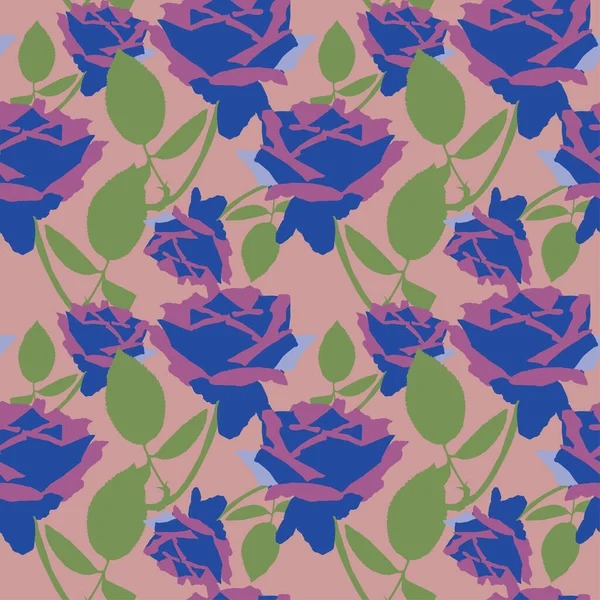 Élégant Motif Sans Couture Avec Des Fleurs Roses Des Éléments — Image vectorielle