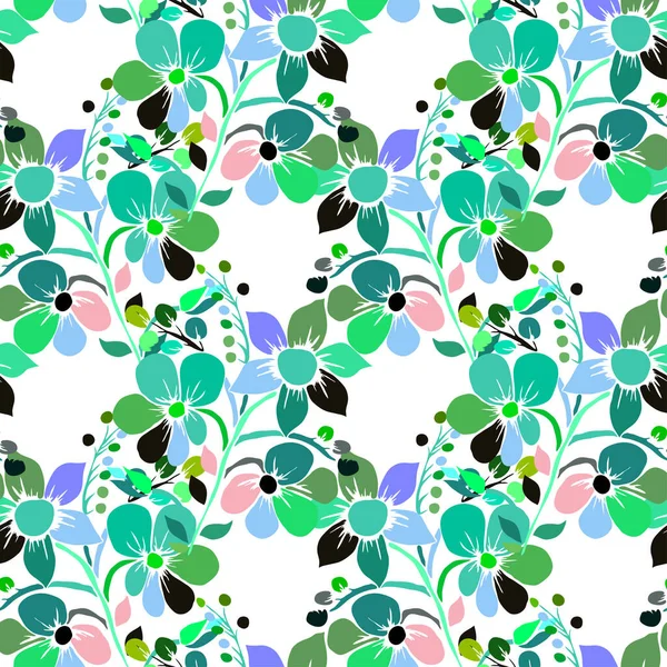 Élégant Motif Sans Couture Avec Des Fleurs Décoratives Des Éléments — Image vectorielle