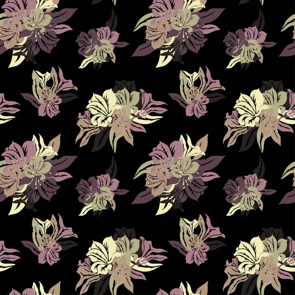 Elegantes Nahtloses Muster Mit Lilienblüten Designelemente Blumenmuster Für Einladungen Karten — Stockvektor