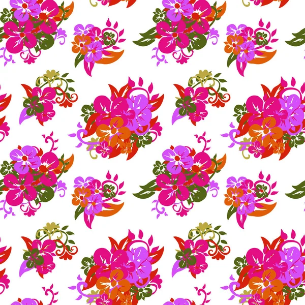 Élégant Motif Sans Couture Avec Des Fleurs Décoratives Des Éléments — Image vectorielle