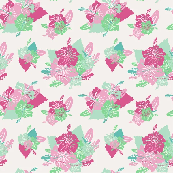 Elegante Naadloze Patroon Met Hibiscus Bloemen Design Elementen Bloemen Patroon — Stockvector