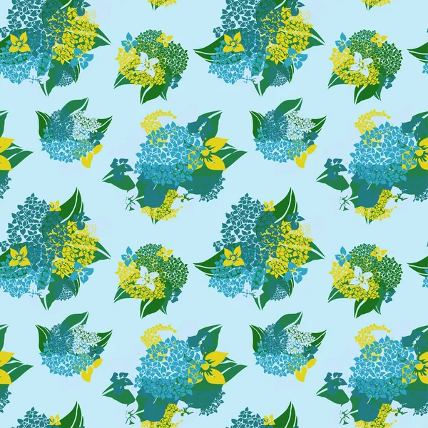 Elegantes Nahtloses Muster Mit Hortensienblüten Designelementen Blumenmuster Für Einladungen Karten — Stockvektor
