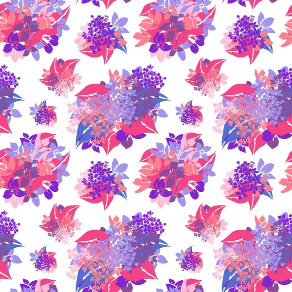 Élégant Motif Sans Couture Avec Des Fleurs Lilas Des Éléments — Image vectorielle