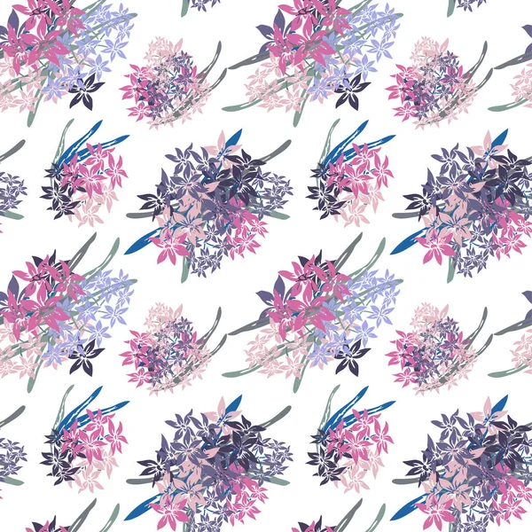 Elegantní Bezešvý Vzor Hyacintovými Květy Designové Prvky Květinový Vzor Pro — Stockový vektor