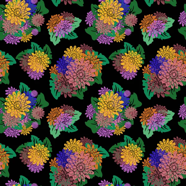 Κομψό Σχέδιο Χωρίς Ραφή Λουλούδια Gerbera Στοιχεία Σχεδιασμού Floral Μοτίβο — Διανυσματικό Αρχείο