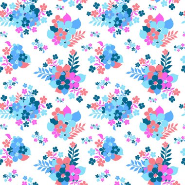 Dekoratif çiçeklerle, tasarım elementleriyle zarif, pürüzsüz bir desen. Davetiyeler, kartlar, baskı, hediye paketi, imalat, tekstil, kumaş, duvar kağıtları için çiçek deseni