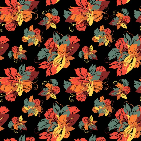 Κομψό Μοτίβο Χωρίς Ραφή Λουλούδια Από Μπιζέλια Σχεδιαστικά Στοιχεία Floral — Διανυσματικό Αρχείο