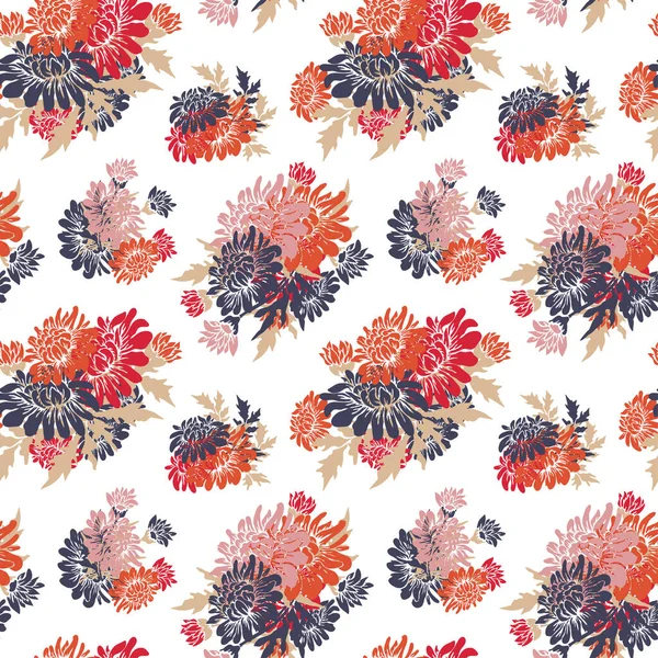 Elegant Seamless Pattern Chrysanthemum Flowers Design Elements Floral Pattern Invitations — Stock Vector