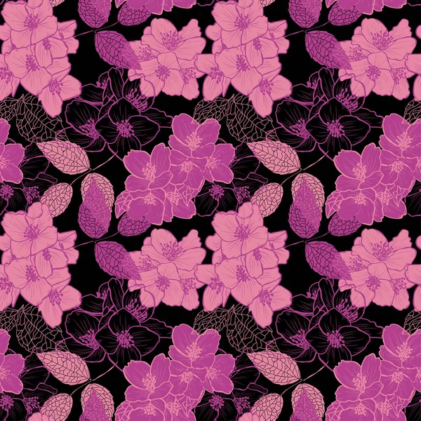 Elegante Naadloze Patroon Met Jasmijnbloemen Design Elementen Bloemen Patroon Voor — Stockvector