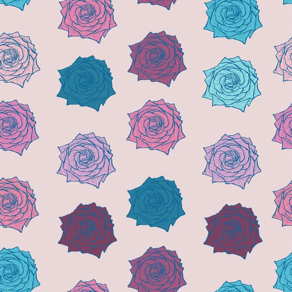 Élégant Motif Sans Couture Avec Des Fleurs Roses Des Éléments — Image vectorielle