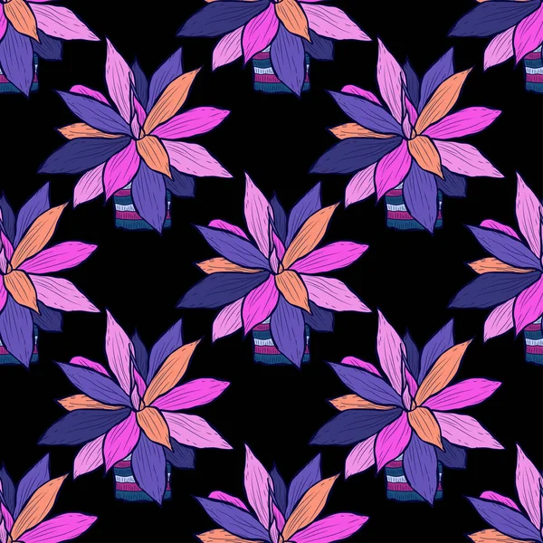 Elegantes Nahtloses Muster Mit Echeveria Pflanzen Designelementen Blumenmuster Für Einladungen — Stockvektor
