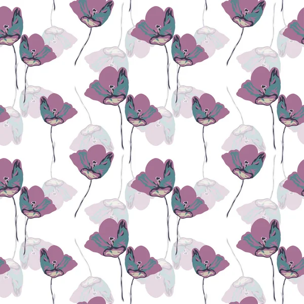 Élégant Motif Sans Couture Avec Des Fleurs Tulipe Des Éléments — Image vectorielle