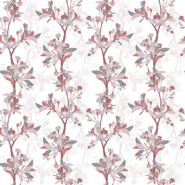 Elegantní Bezešvý Vzor Květy Sakura Třešňových Květů Designové Prvky Květinový — Stockový vektor