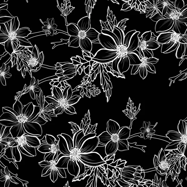花とエレガントなシームレスなパターン デザイン要素 招待状 カード ギフトラップ ファブリック 壁紙のための花のパターン — ストックベクタ