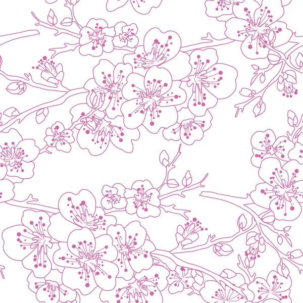 Élégant Motif Sans Couture Avec Fleurs Cerisier Sakura Fleurs Éléments — Image vectorielle