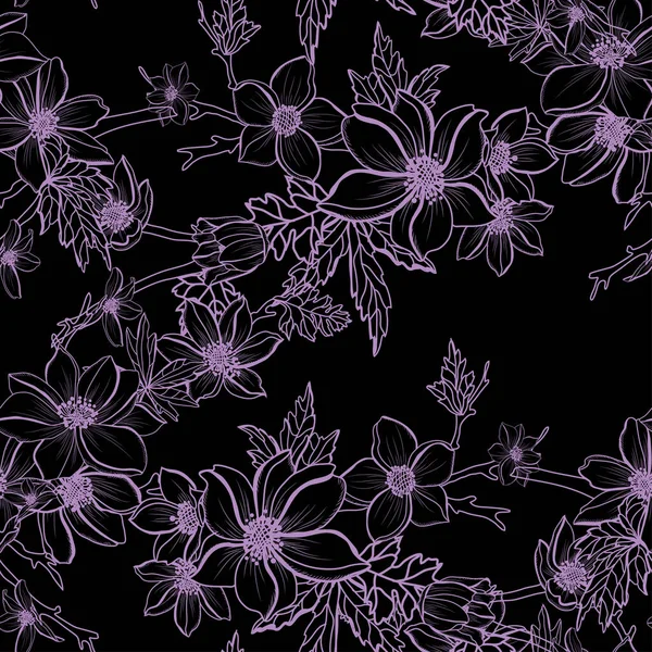 アネモネの花 デザイン要素とエレガントなシームレスなパターン 招待状 カード ギフトラップ ファブリック 壁紙のための花のパターン — ストックベクタ