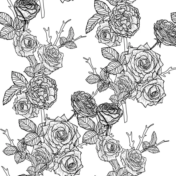 精致无缝的花纹与玫瑰花 设计元素 印刷品 礼品包装 纺织品 壁纸的花纹 — 图库矢量图片