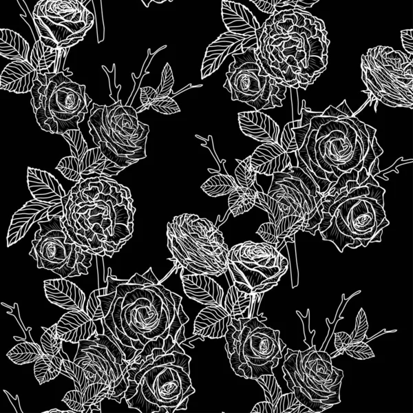 精致无缝的花纹与玫瑰花 设计元素 印刷品 礼品包装 纺织品 壁纸的花纹 — 图库矢量图片