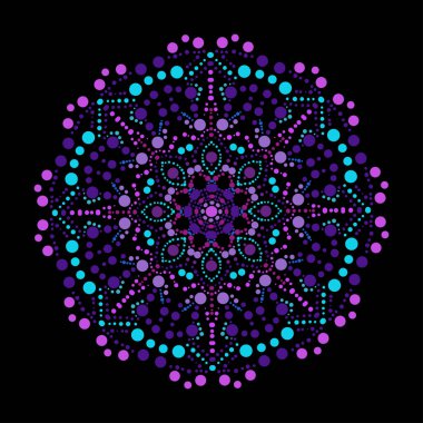 Dekoratif renkli nokta mandala, tasarım elementi. Kartlar, davetiyeler, afişler, posterler, baskı tasarımı için kullanılabilir. Mandala arkaplanı