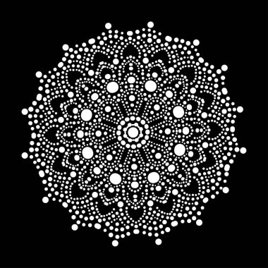 Dekoratif renkli nokta mandala, tasarım elementi. Kartlar, davetiyeler, afişler, posterler, baskı tasarımı için kullanılabilir. Mandala arkaplanı