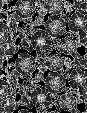 Zarif, pürüzsüz desenli, malva çiçekli, tasarım elementli. Davetiyeler, kartlar, baskı, hediye paketi, imalat, tekstil, kumaş, duvar kağıtları için çiçek deseni