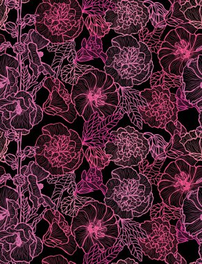 Zarif, pürüzsüz desenli, malva çiçekli, tasarım elementli. Davetiyeler, kartlar, baskı, hediye paketi, imalat, tekstil, kumaş, duvar kağıtları için çiçek deseni