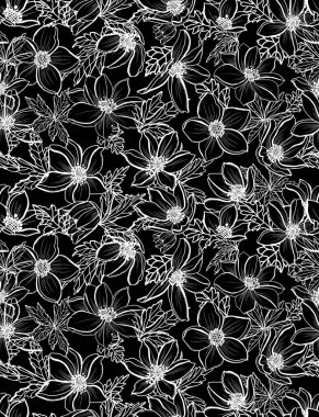 Şakayık çiçekleri ve tasarım elementleri olan zarif, pürüzsüz bir desen. Davetiyeler, kartlar, baskı, hediye paketi, imalat, tekstil, kumaş, duvar kağıtları için çiçek deseni