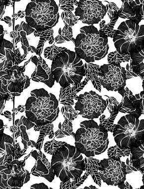 Zarif, pürüzsüz desenli, malva çiçekli, tasarım elementli. Davetiyeler, kartlar, baskı, hediye paketi, imalat, tekstil, kumaş, duvar kağıtları için çiçek deseni