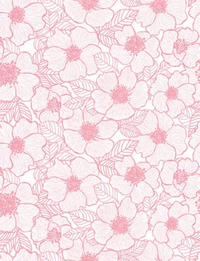 Dogrose çiçekleri ve tasarım elementleriyle zarif, pürüzsüz bir desen. Davetiyeler, kartlar, baskı, hediye paketi, imalat, tekstil, kumaş, duvar kağıtları için çiçek deseni