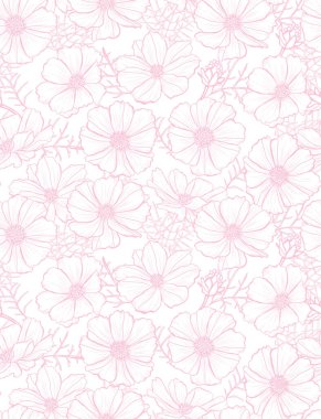 Cosmos çiçekler, tasarım öğeleri ile zarif seamless modeli. Davetiyeler, kartları, baskı, hediye paketi, imalat, tekstil, kumaş, çiçek desenli duvar kağıtları