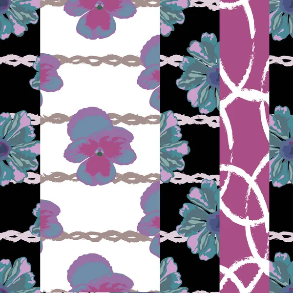 Elegant Seamless Pattern Pansy Aster Flowers Design Elements Floral Pattern — Stockvector