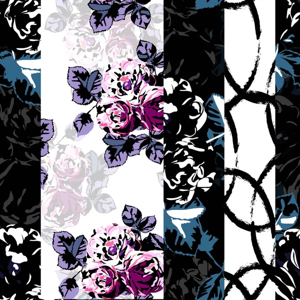 Elegant Naadloos Patroon Met Rozenbloemen Design Elementen Bloemen Patroon Voor — Stockvector