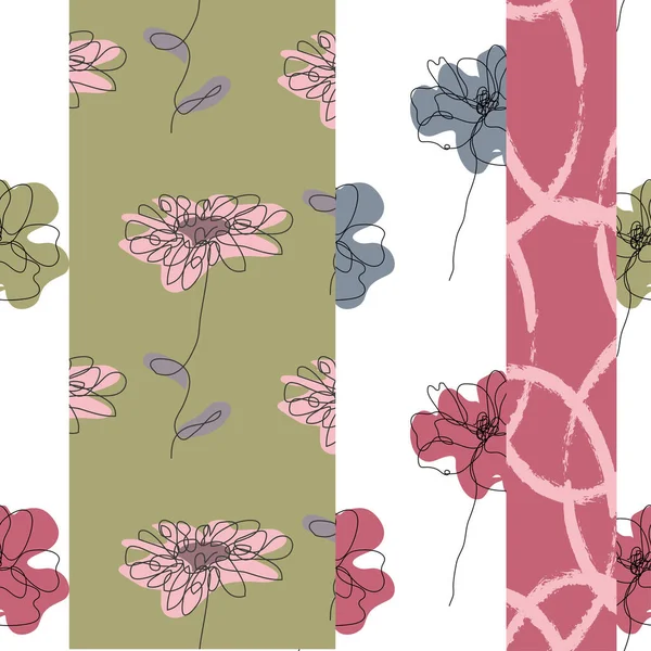 Elegante Patrón Sin Costuras Con Flores Amapola Manzanilla Elementos Diseño — Archivo Imágenes Vectoriales