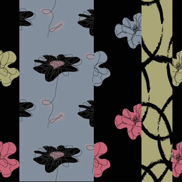 Elegante Naadloze Patroon Met Papaver Kamille Bloemen Design Elementen Bloemen — Stockvector