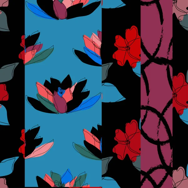Elegant Seamless Pattern Lotus Hibiscus Flowers Design Elements Floral Pattern — Stock Vector