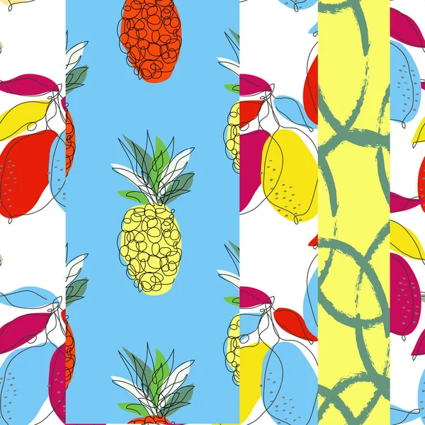 Elegant Seamless Pattern Pineapples Lemons Design Elements Fruit Pattern Invitations — Stock Vector