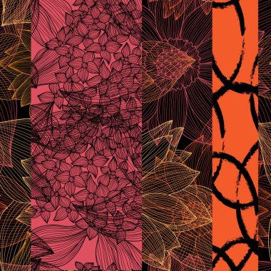 Ortanca ve ayçiçeği desenli zarif, pürüzsüz desen, tasarım elementleri. Davetiyeler, kartlar, baskı, hediye paketi, imalat, tekstil, kumaş, duvar kağıtları için çiçek deseni