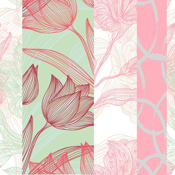 Elegantes Nahtloses Muster Mit Tulpe Und Lilie Designelementen Blumenmuster Für — Stockvektor