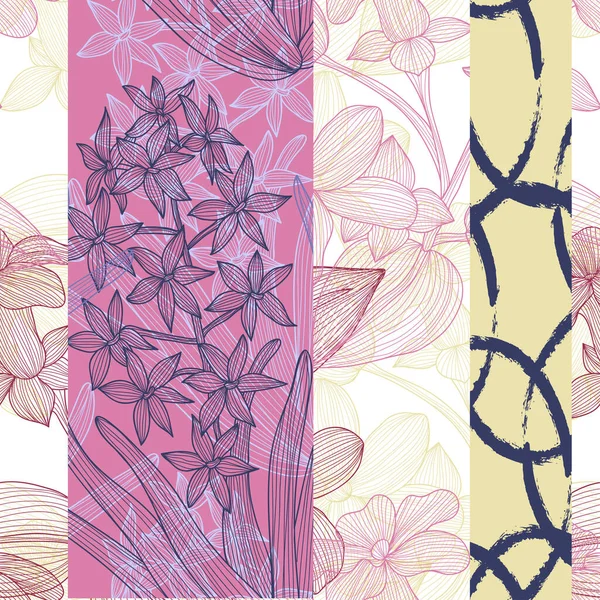 精致无缝的花纹与风信子和史泰纳提斯 设计元素 印刷品 礼品包装 纺织品 壁纸的花纹 — 图库矢量图片