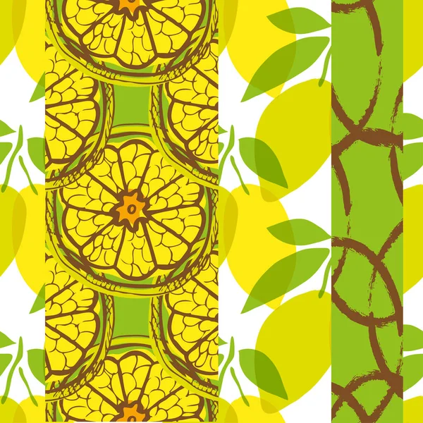 Элегантный Бесшовный Узор Лимонными Фруктами Элементами Дизайна Фруктовый Узор Открыток — стоковый вектор