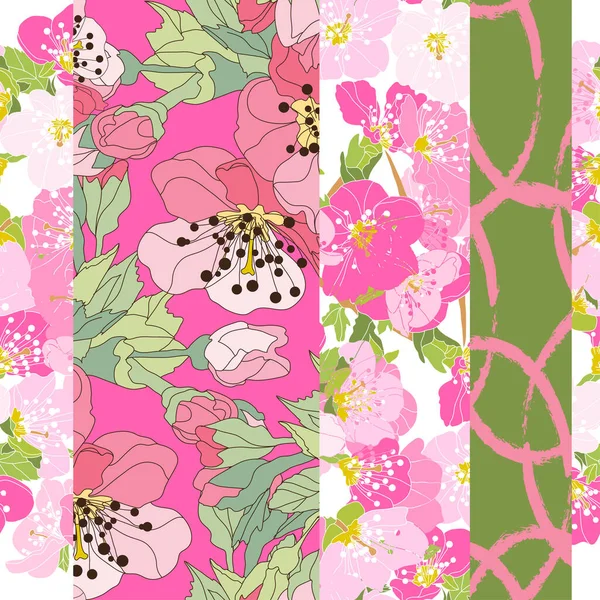 Elegant Naadloos Patroon Met Sakura Kersenbloesem Design Elementen Bloemen Patroon — Stockvector