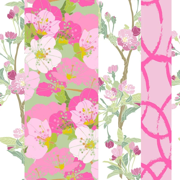 Elegant Naadloos Patroon Met Sakura Kersenbloesem Design Elementen Bloemen Patroon — Stockvector