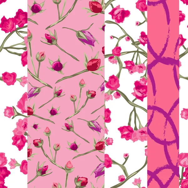 Élégant Motif Sans Couture Avec Des Fleurs Des Éléments Conception — Image vectorielle