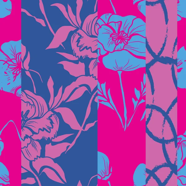 Élégant Motif Sans Couture Avec Coquelicot Pivoine Éléments Conception Motif — Image vectorielle