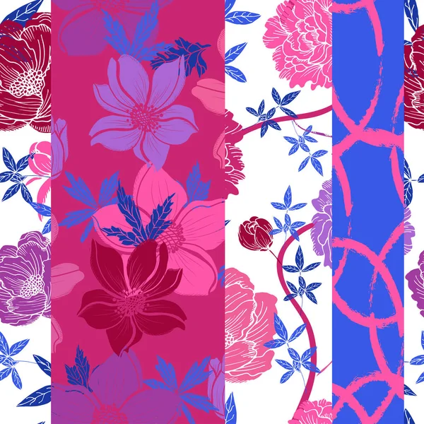 Elegant Naadloos Patroon Met Pioenroos Anemoon Design Elementen Bloemen Patroon — Stockvector