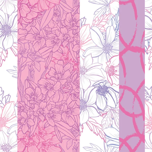 Elegantes Nahtloses Muster Mit Anemone Und Oleander Designelemente Blumenmuster Für — Stockvektor