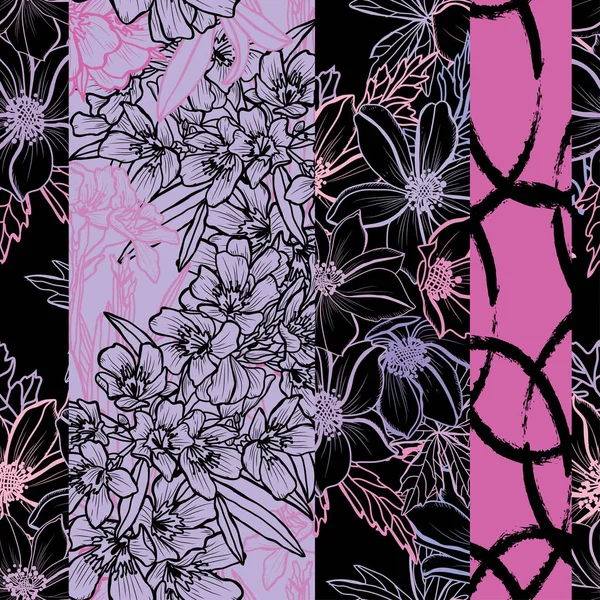 Elegant Seamless Pattern Anemone Oleander Design Elements Floral Pattern Invitations — Stock Vector