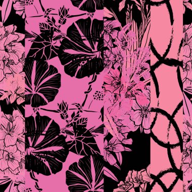 Zakkum ve sabah ihtişamı ve tasarım unsurlarıyla zarif, pürüzsüz bir desen. Davetiyeler, kartlar, baskı, hediye paketi, imalat, tekstil, kumaş, duvar kağıtları için çiçek deseni